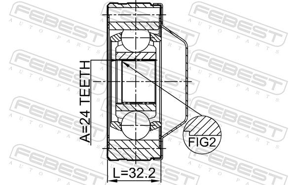 Febest 1211TERSHA Шарнір рівних кутових швидкостей карданного вала 24x80