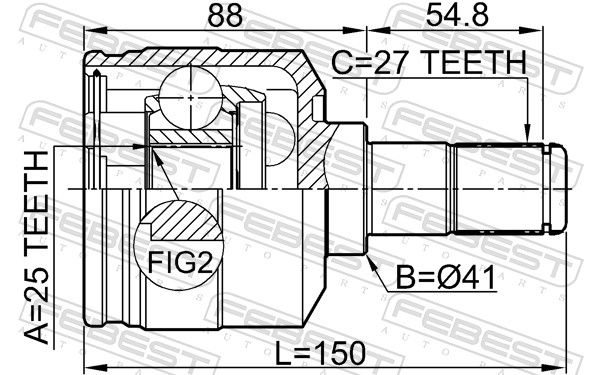 Febest 1211TUC20LH ШРУС внутрішній лівий 25x41x27