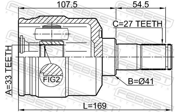 Febest 1211TUC4WDLH шрус внутрішній лівий 33x41x27
