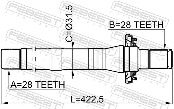 Febest 1212SFCL Піввісь права 28x423x28