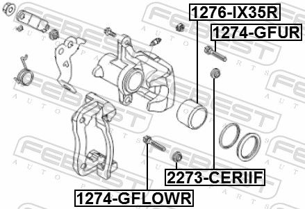 Febest 1274GFLOWR Втулка Напрямна супорта гальмівного заднього