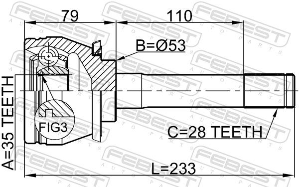 Febest 1410MUS шрус зовнішній 35x53x28