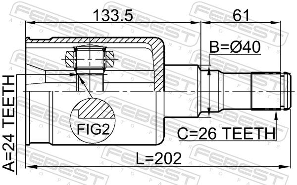 Febest 1411REXIIAWD шрус внутрішній 24x40x26