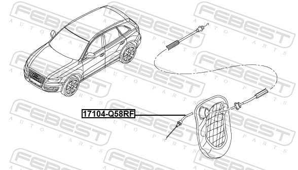 Febest 17104Q58RF трос зовнішньої ручки замка дверей