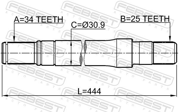 Febest 1812A17DTRH піввісь права 25x444x34