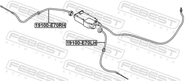 Febest 19100E70RH Трос ручного гальма правий