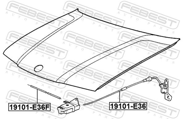 Febest 19101E36F трос приводу відкривання замку капота
