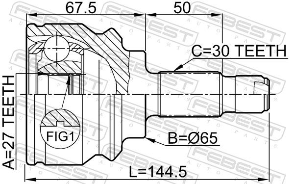 Febest 1910X5 шрус зовнішній 27x65x30