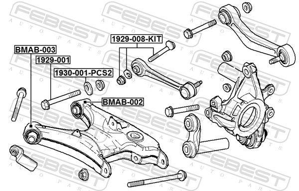 Febest 1929008KIT Болт з ексцентриком Ремкомплект (Болт, Шайба, Гайка)