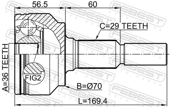 Febest 2010GRCH ШРУС зовнішній 36x68x29