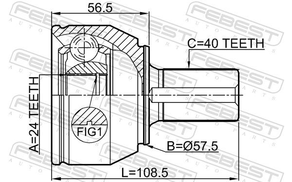 Febest 2110CA216 шрус зовнішній 24x57.4x40