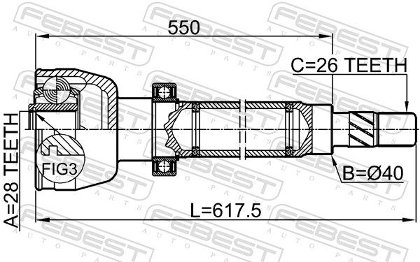 Febest 2111CA1RH Шрус внутрішній правий 28x40x26