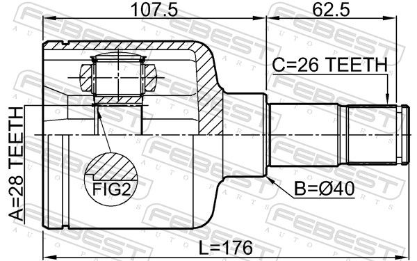 Febest 2111CA220LH ШРУС внутрішній лівий 28x40x26