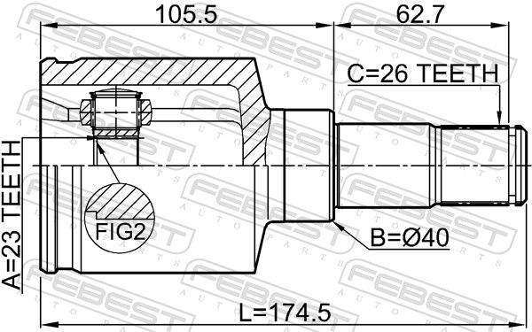 Febest 2111CB320ATLH шрус внутрішній лівий 23x40x26
