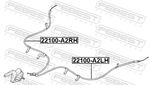 Febest 22100A2LH Трос ручного гальма лівий