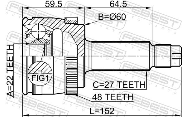 Febest 2210NSPRA48 шрус зовнішній задній 22x60x27