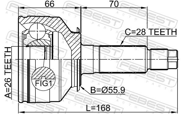 Febest 2210SORBL Шрус зовнішній 26x56x28