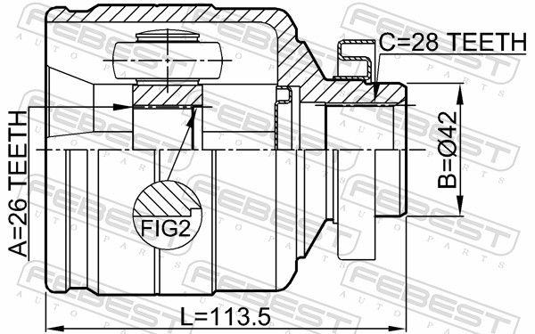 Febest 2211BLRH шрус внутрішній правий 26x42x28
