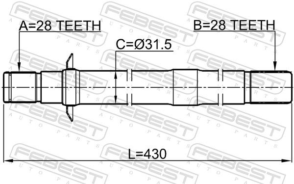 Febest 2212SORRH піввісь права 28x429x28