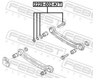 Febest 2229002KIT Болт з ексцентриком ремкомплект (болт, шайба, гровер, гайка)