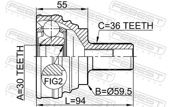 Febest 2310030 шрус зовнішній 30x59.5x36