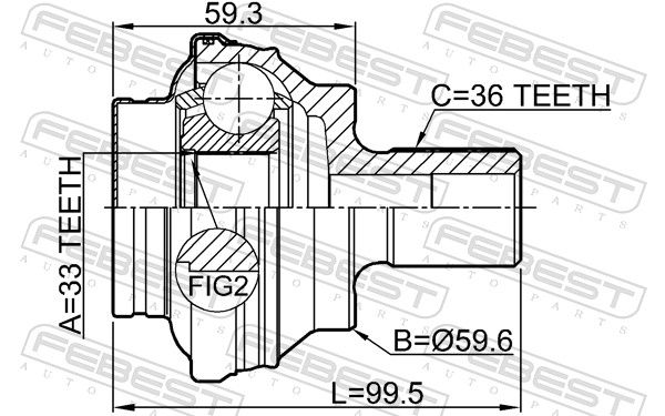 Febest 2310CCR шрус зовнішній задній 33x59.5x36