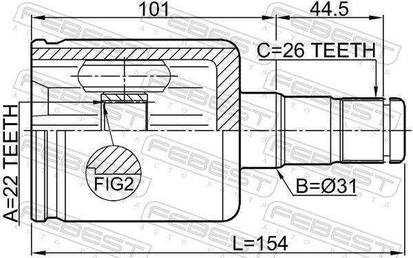 Febest 2311PV шрус внутрішній лівий 22x31x26