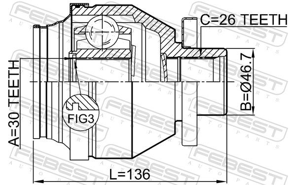 Febest 2311T5MTLH шрус внутрішній 30x46.7x26