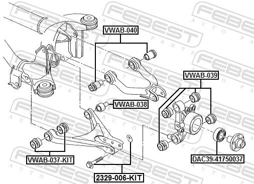 Febest 2329006KIT Комплект гвинтів для коригування розвалу