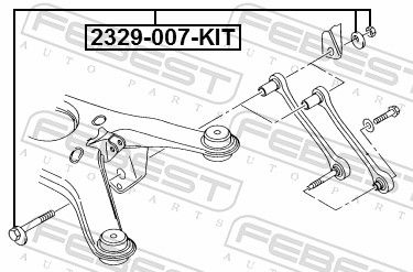Febest 2329007KIT Болт з ексцентриком ремкомплект (болт, шайба, гайка)