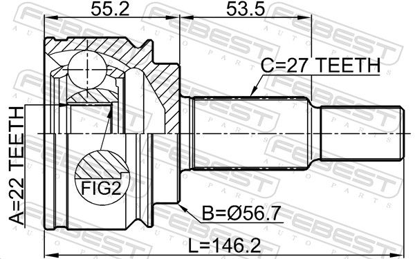 Febest 2410KANGII ШРУС зовнішній 22x56.6x27