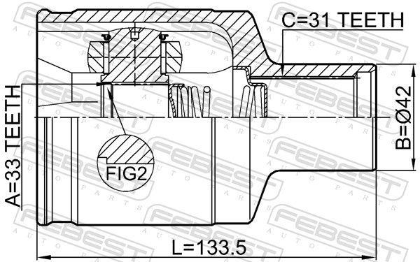Febest 2411DUSTAWDRH шрус внутрішній правий 33x35.7x31