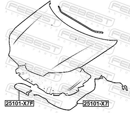 Febest 25101X7 трос приводу відкривання замку капота