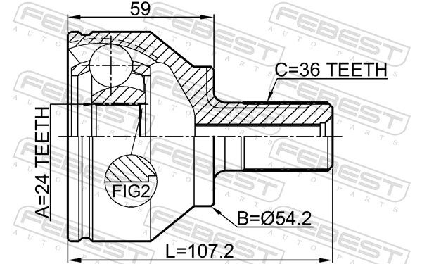 Febest 2710C70 ШРУС зовнішній 24x54.2x36