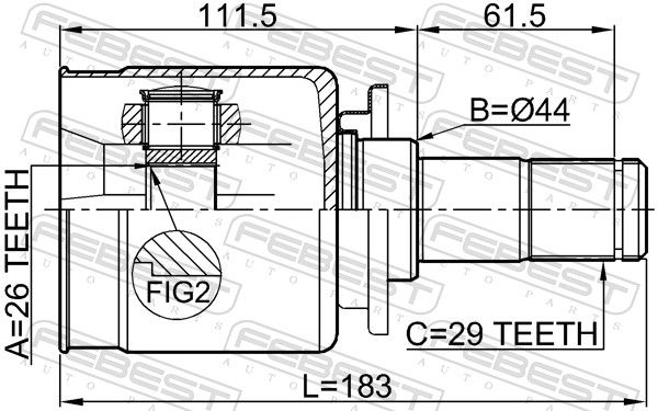 Febest 2911DIVFLH ШРУС внутрішній лівий 26x44x29