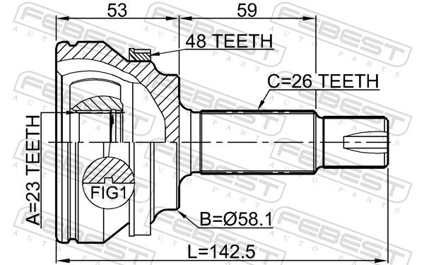 Febest 3510EC7A48 шрус зовнішній 23x58.1x26