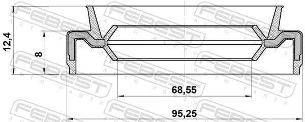 Febest 95EAS70950812X Сальник маточинний передній 68.55x95.25x8x12.4