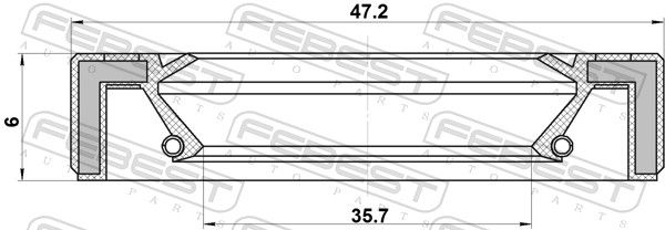Febest 95GAY37470606C Сальник приводу 35.7x47.2x6x6