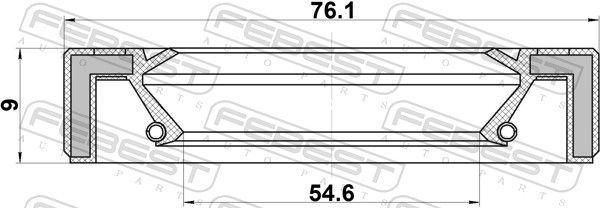 Febest 95GAY56760909C Сальник приводу 54.65x76.1x9x9