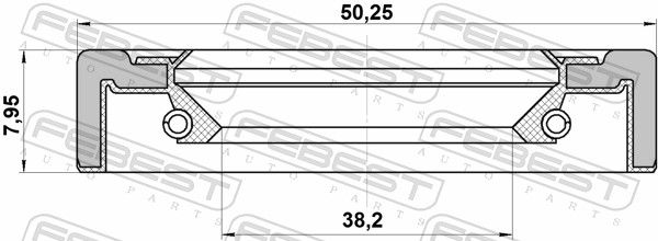 Febest 95GCY40500808X Сальник приводу 38.2x50.25x7.95x7.95