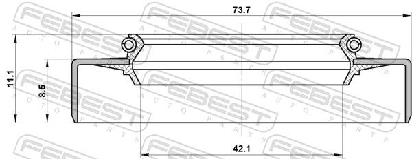 Febest 95GDS44730911U Сальник приводу 42.1x73.7x8.5x11.1