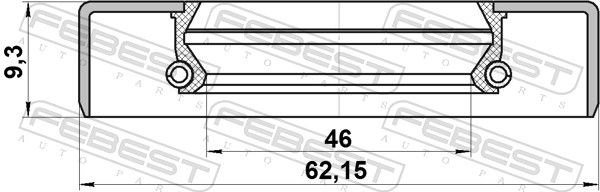 Febest 95GDY48620909X сальник маточинний задній 46x62.15x9.3