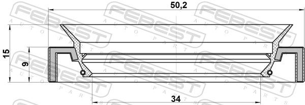 Febest 95HAY36500915R сальник приводу 34x50.2x9x15