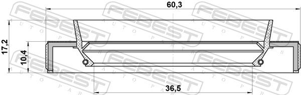 Febest 95HBY38601017X сальник приводу 36.5x60.3x10.4x17.2