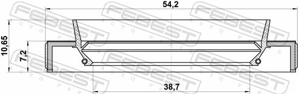 Febest 95HBY40540711R сальник приводу 38.7x54.2x7.2x10.65