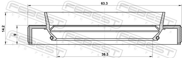 Febest 95HBY40630914L сальник коробки швидкостей 38.3x63.3x9x14.2