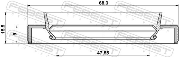 Febest 95HBY49680915L Сальник приводу 47.55x68.3x9x15.5