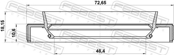 Febest 95HBY50731118L сальник приводу 48.4x72.65x10.6x18.15