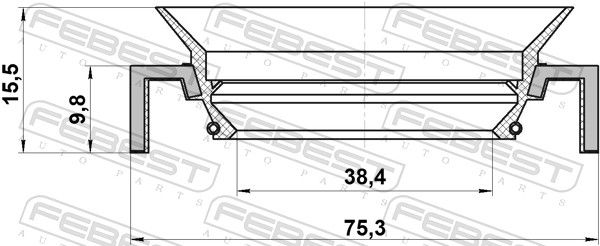 Febest 95HCY40751016C Сальник приводу 38.4x75.3x10x15.5