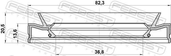 Febest 95HES38821420X Сальник приводу 36.8x82.3x13.6x20.5